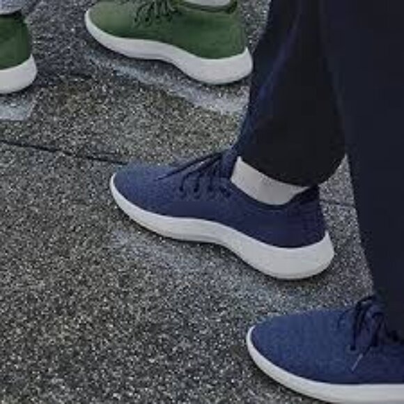 Allbirds Men’s Wool Runners in Tuke Midnight Blue White Cream Soles Size 11 301 - Picture 2 of 16